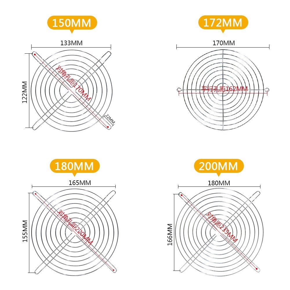 Cooling Fan Guard Metal Grill Computer Cover Fan Grill 30mm 40mm 50mm 60mm 70mm 80mm 90mm 120mm 135mm 140mm 170mm 200mm