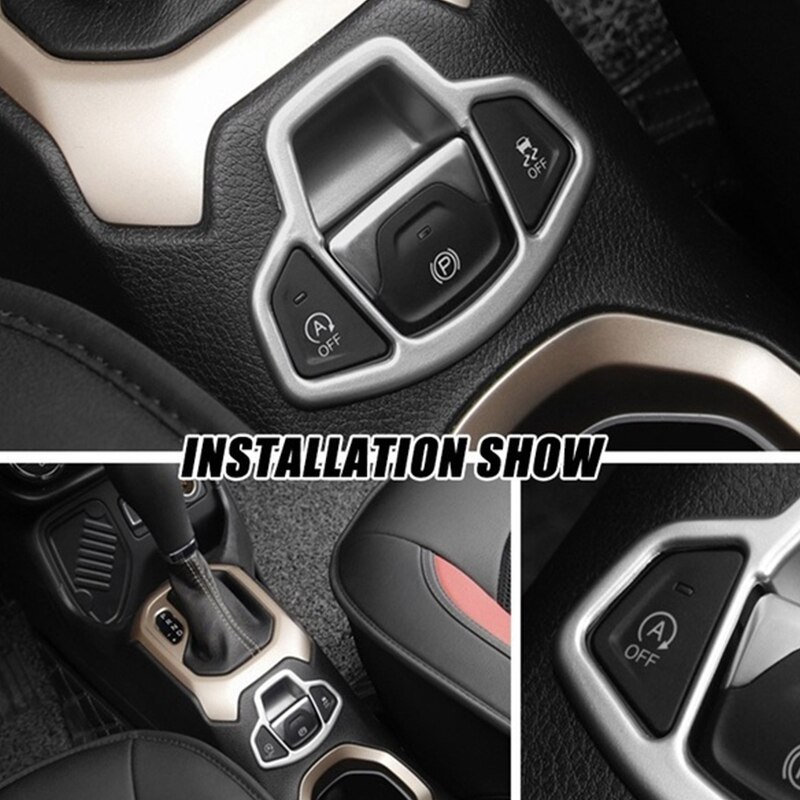 for Jeep Renegade Chrome Hand Brake Handbrake Button Center Central Console Cover Trim Molding