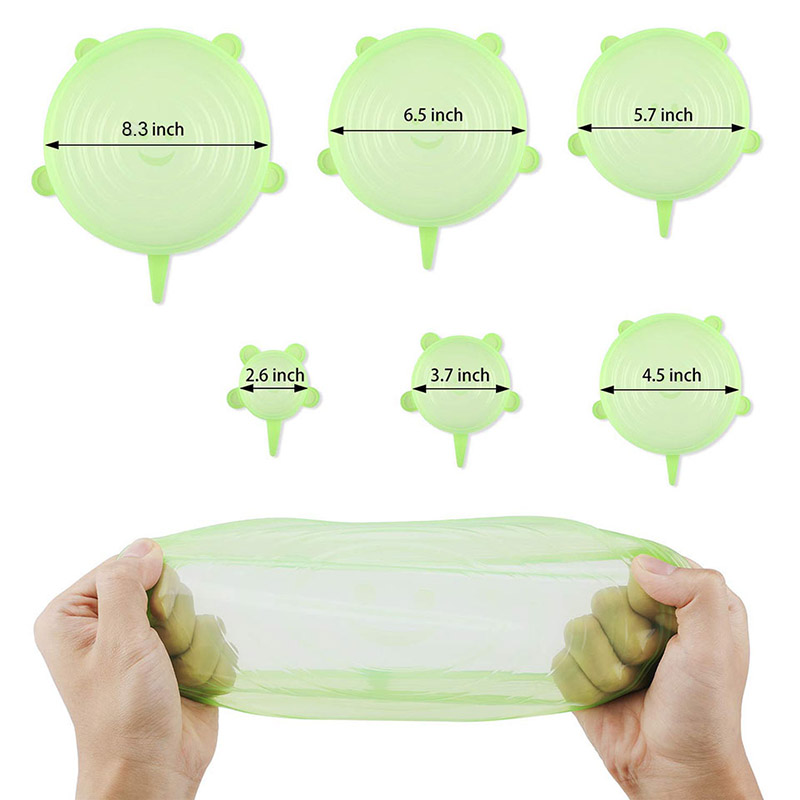 TEENRA 6Pcs Silicone Stretch Lids Universal Lid Reusable Silicone Food Wrap Bowl Pot Lids Food Fresh Wrap Smile Kitchen Tools