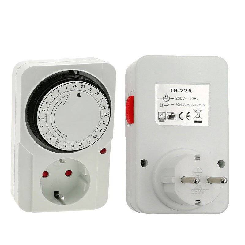24 Hour Cyclic Timer Switch Kitchen Timer Outlet Loop Universal Timing Socket Mechanical Timer 230VAC 3500W 16A UK EU CN US Plug