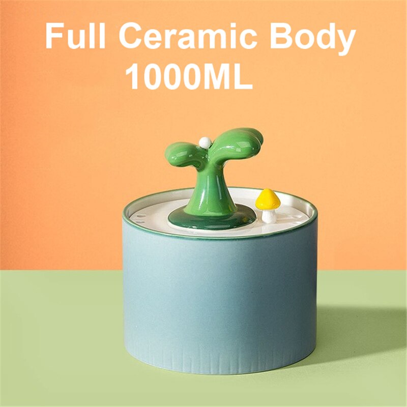 Electric Ceramic Cat Drinking Water Fountain For Cats Dogs Drinking Bowl Automatic Cat Water Fountain Dispenser Pet Supplies: Blue-1L