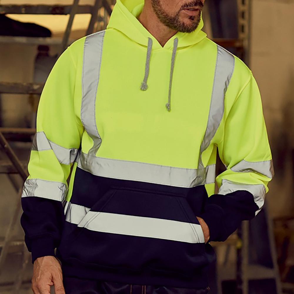 Sudadera de manga larga con capucha para hombre, abrigo reflectante de alta visibilidad