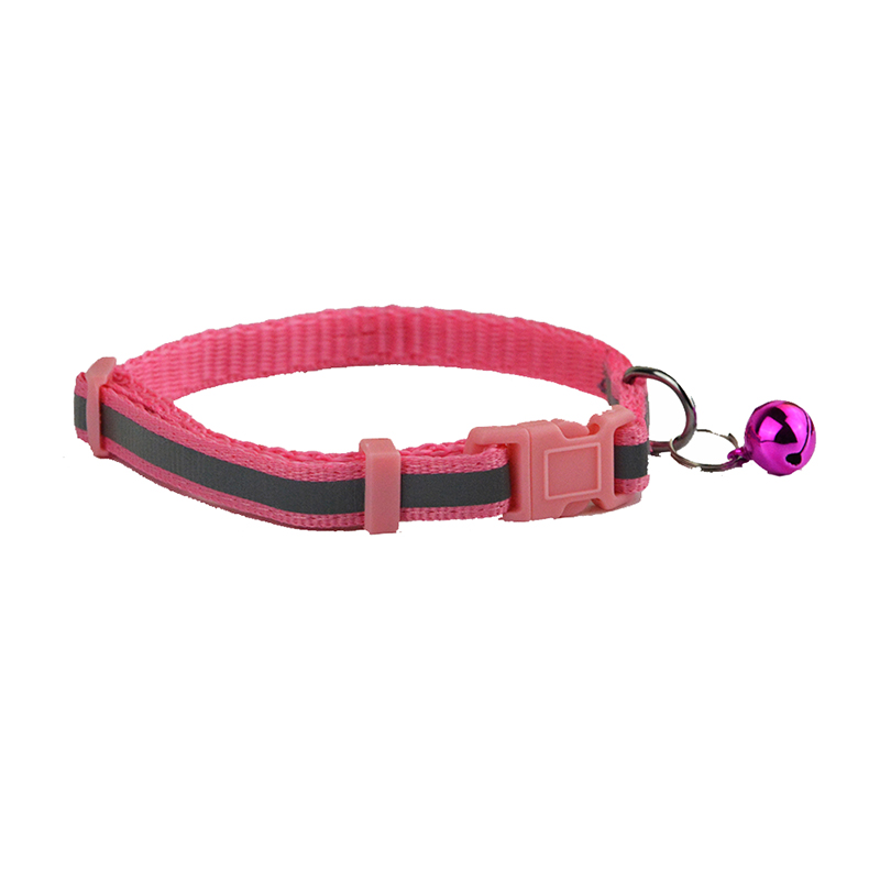 2 maten Nylon Reflecterende Halsband Kleine Kant Hond Kat Poppy Huisdier Kraag met Bel: Pink / Neck    27  to 42cm