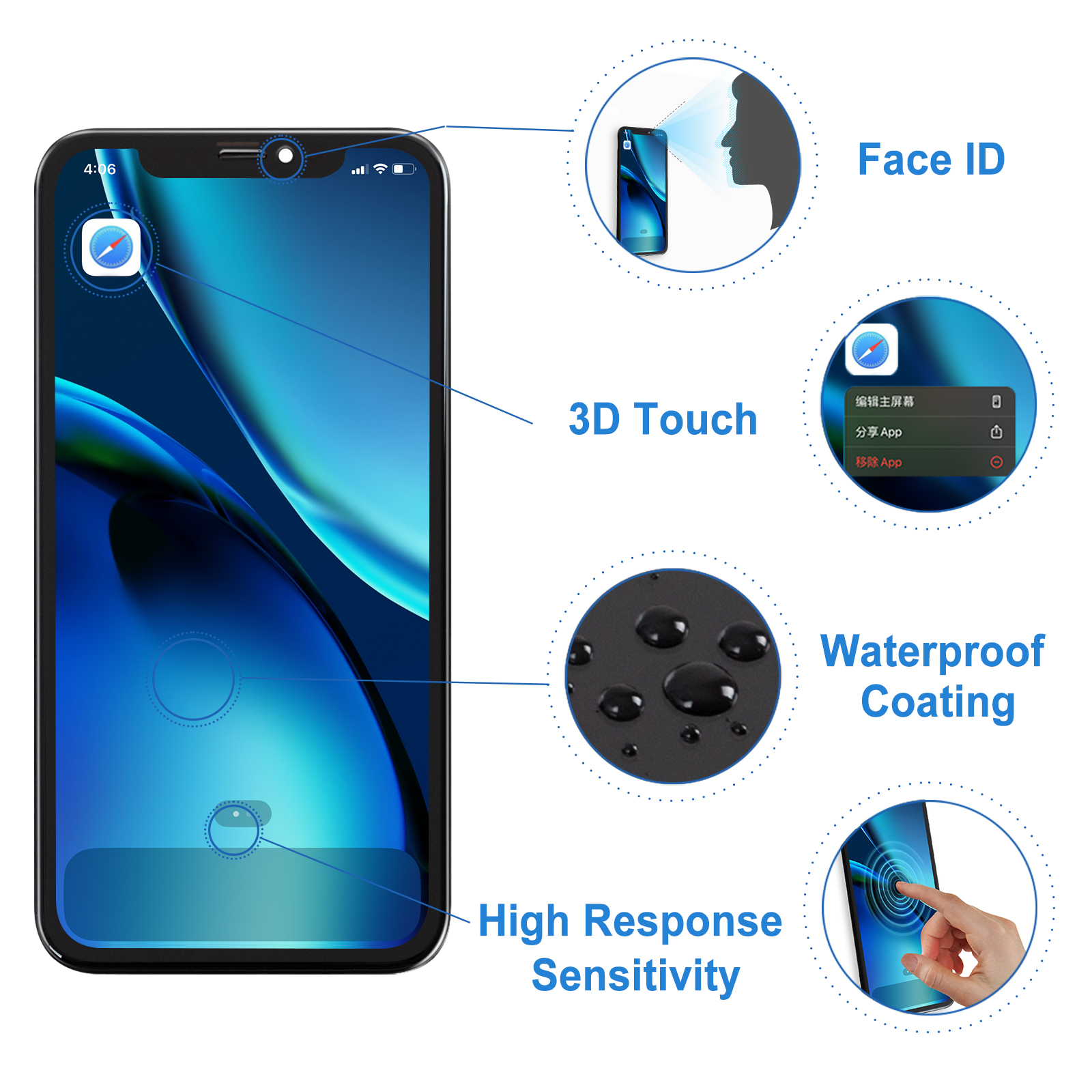 Factory 100% Lcd for iPhone XR Display Screen Touch With Metal Factory Display For iPhone XR Lcd touch Screen