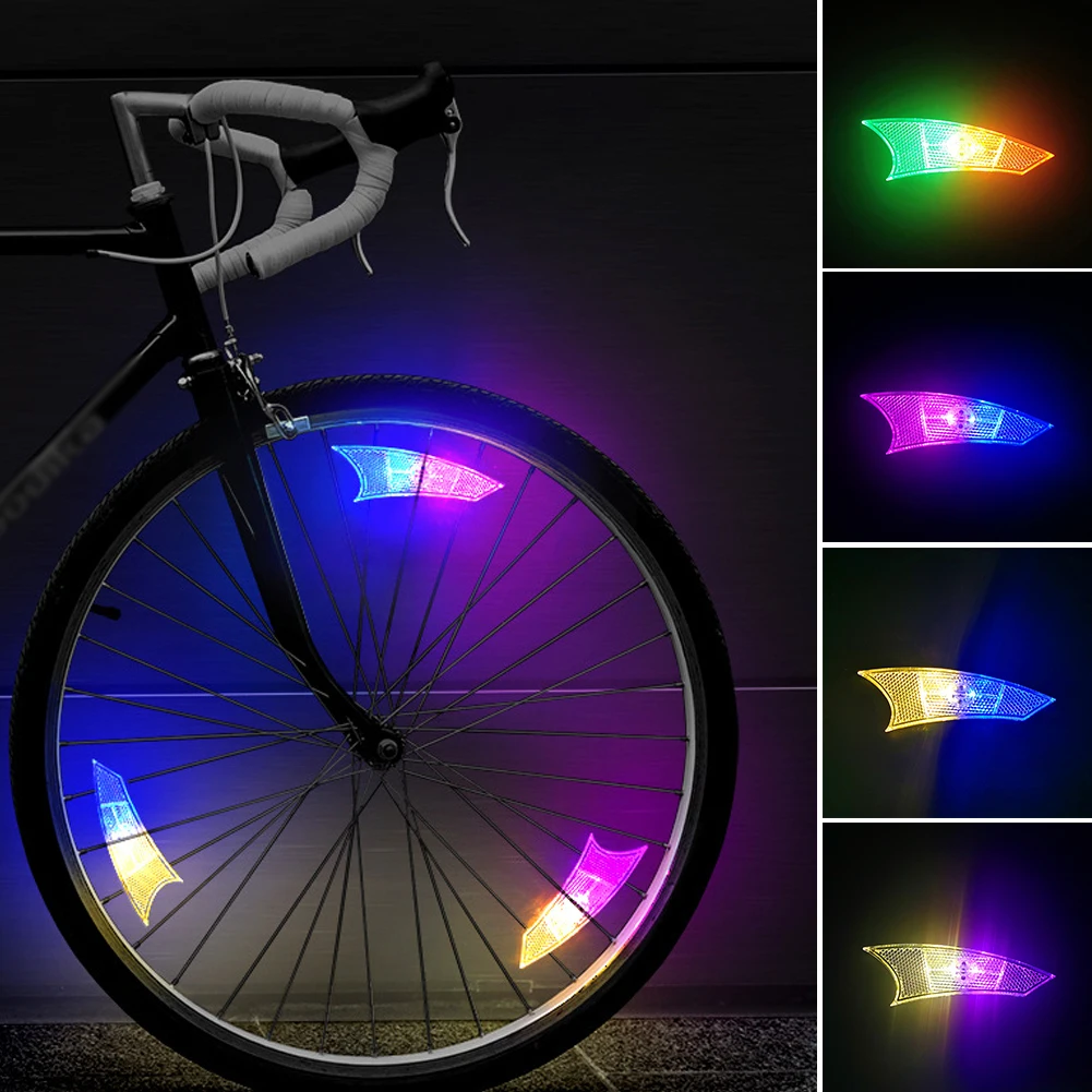 Luces impermeables para rueda de bicicleta, decoración de cuadro de bicicleta de montaña, luces para radios de bicicleta, luces para rueda de bicicleta de conducción nocturna, lámpara de válvula