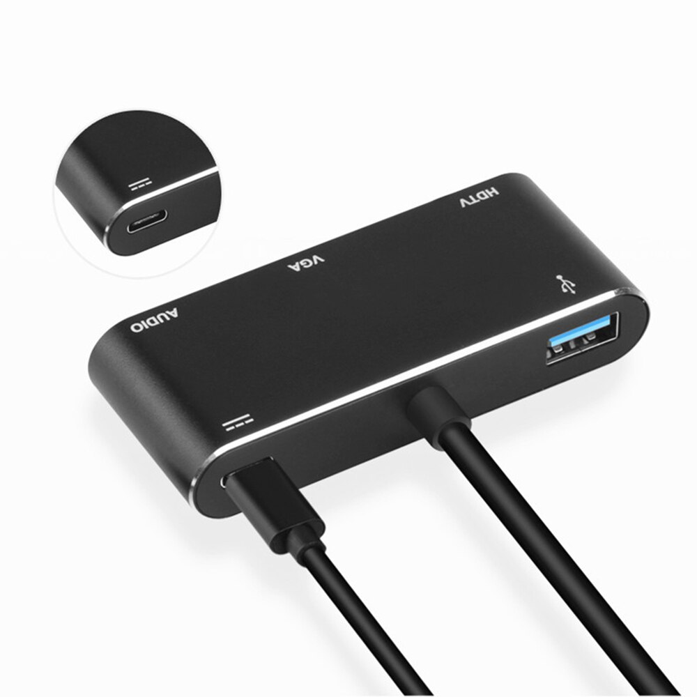 5 in 1 USB-C Type-C to HDMI/VGA/USB/PD HUB Adapter VGA Cable Audio USB 3.0 PD Converter Lot for laptop PC Computer Accessories