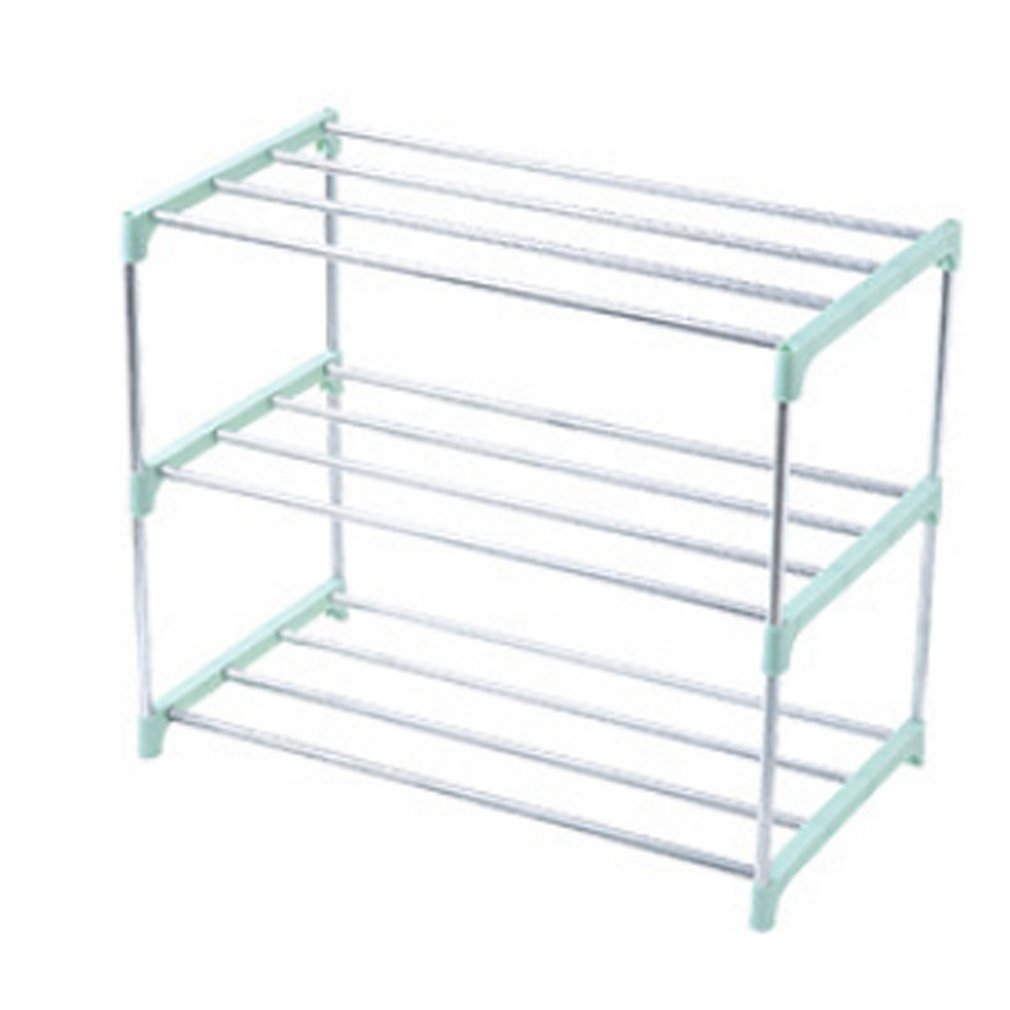 Eenvoudige Multi Layer Schoenenrek Rvs Monteren Opslag Plank Schoenenkast: 3 layers green