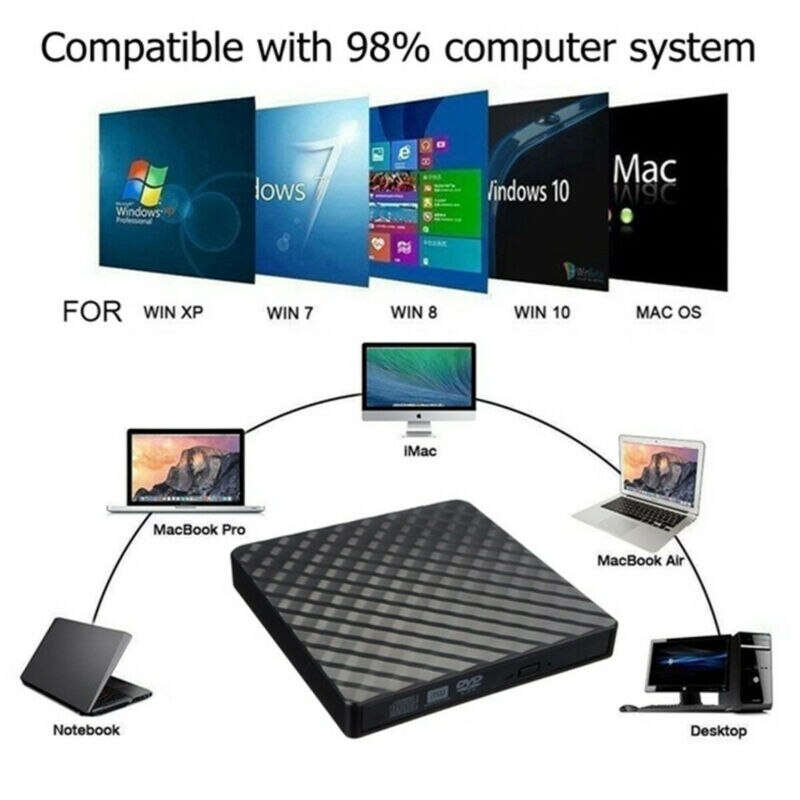 USB 3,0-Unidad óptica externa de alta velocidad, reproductor de CD/DVD, CD/DVD RW ROM, color negro