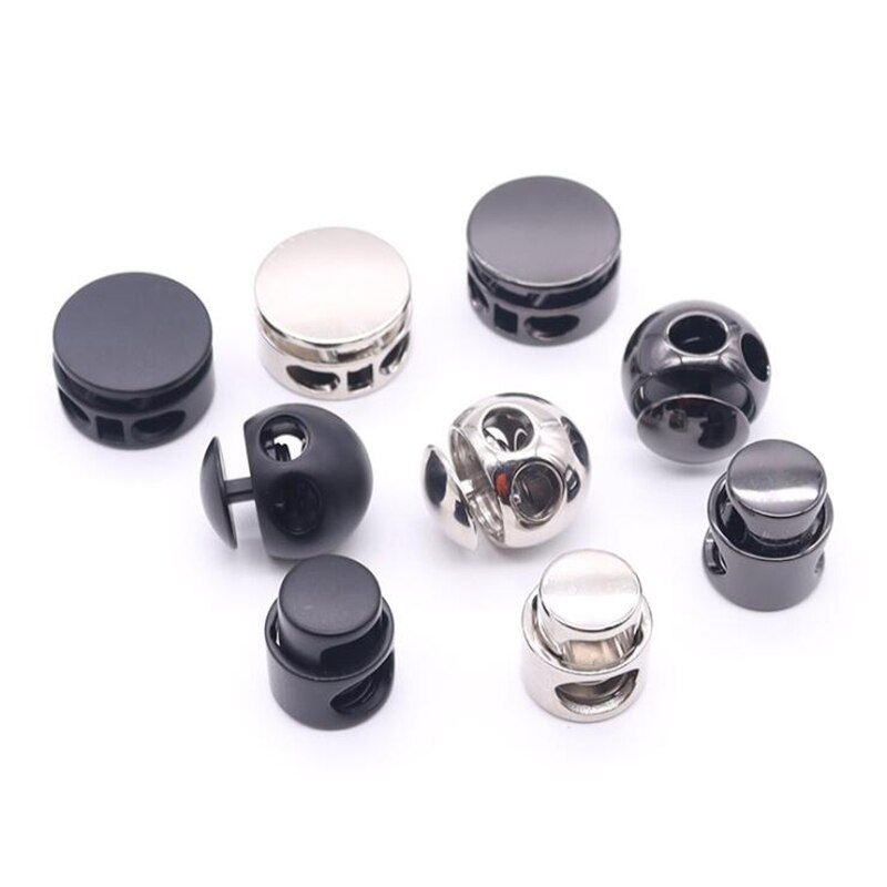 Alloy Flat Side Cord Stopper Press Lock Rope Ends Lid 2 Holes Drawstring Toggles Clip For Clothes Apparel Shoelace Accessories