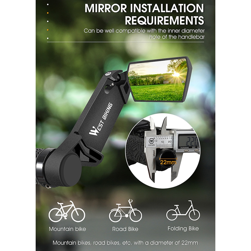 Rétroviseurs Vélo West Biking Grand Angle - Paire Noire, Montage Universel 17.4-22 Mm, Neuf Sous Blister