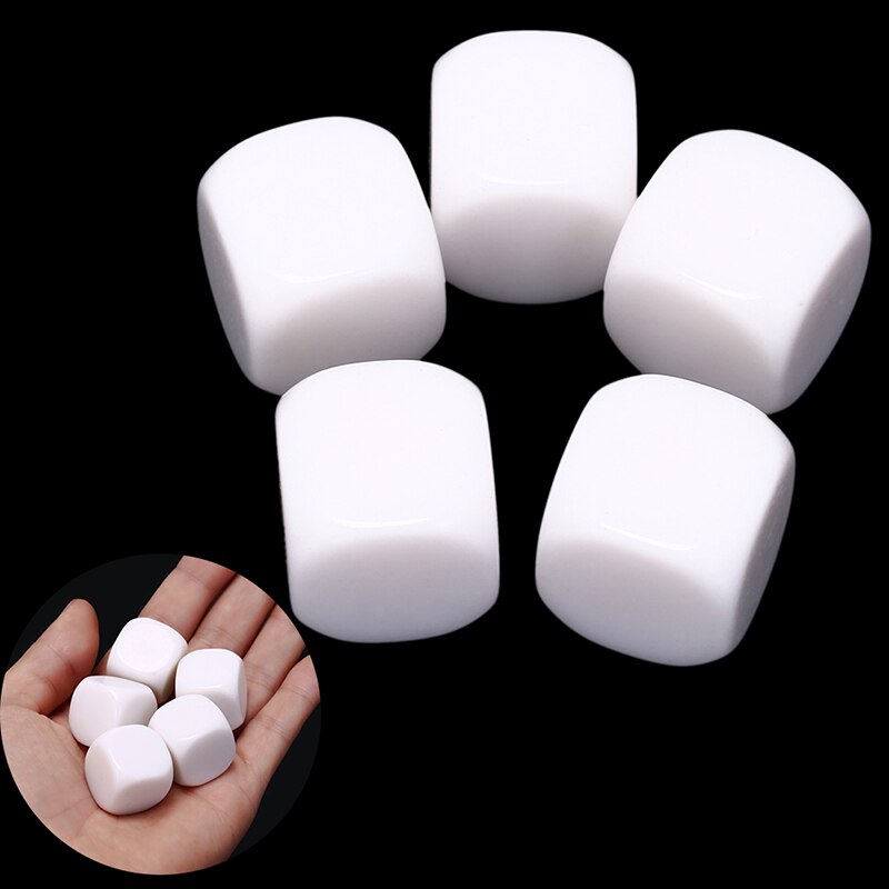 5 Stks/partij 20Mm Blanco Dobbelstenen Wit Afgeronde Hoek D6 Kan Schrijven Witte Lege Dobbelstenen Creatieve Kinderen Teching Diy Dobbelstenen set