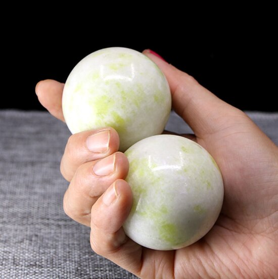 50mm naturlige jade baoding bolde hånd håndled solid fitness håndbold sundhed træning stress afslapning terapi krom håndmassage
