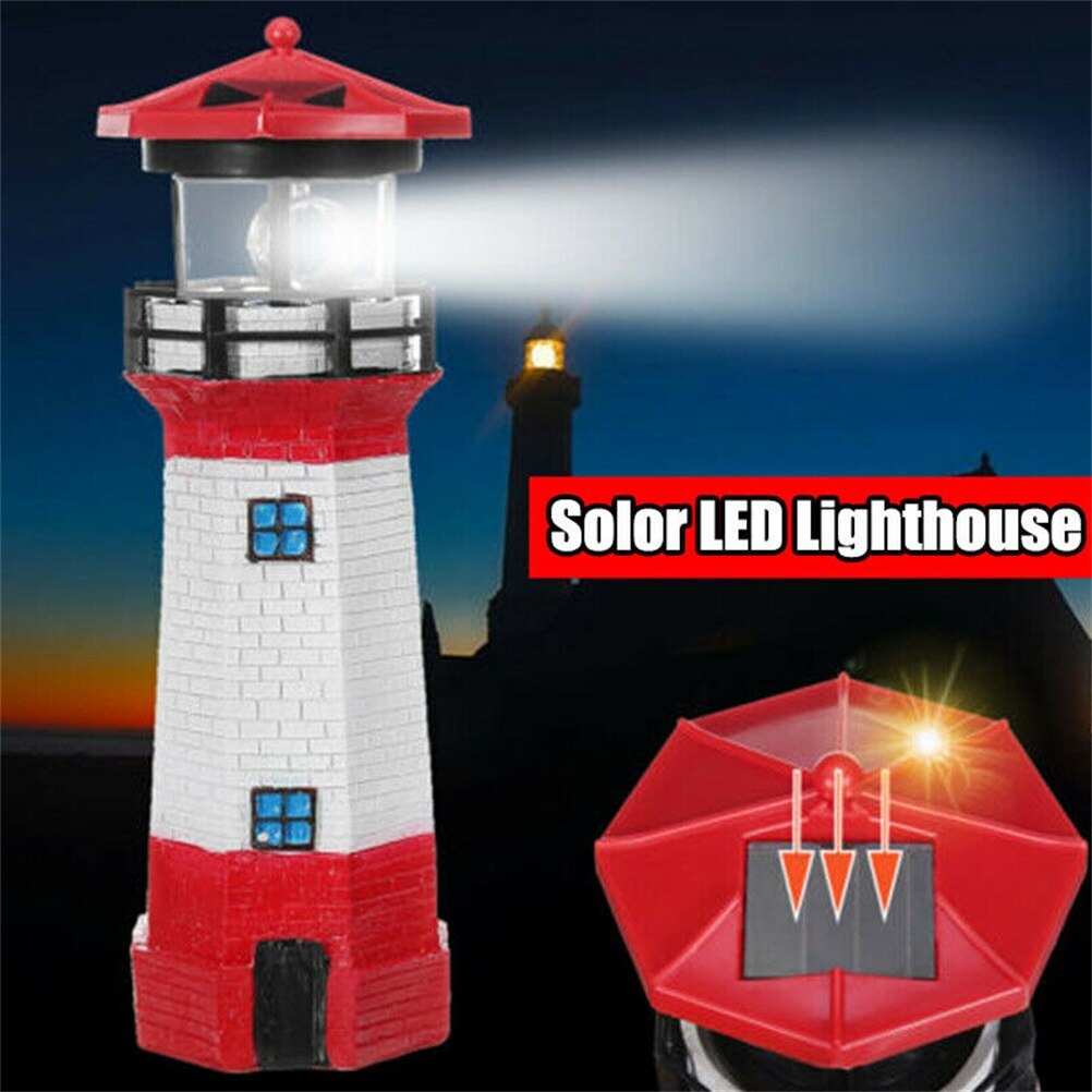 LED Rotating Lighthouse Light Landscape Light Waterproof Outdoor Solar Light Decorative Lamp Ornament For Garden Yard Solar Lamp