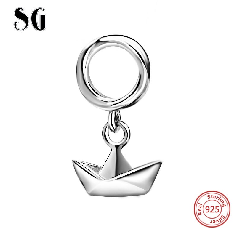 Sg 925 Sterling Zilver Mooie Origami Little Konijn Paard Boot Diy Bedels Hangers Kralen Fit Authentieke Europa Armband Sieraden