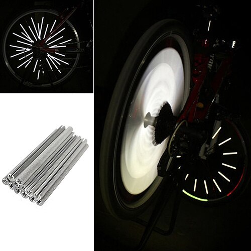 12Pcs Fiets Velg Spoke Waarschuwing Licht Reflecterende Strip Reflectoren
