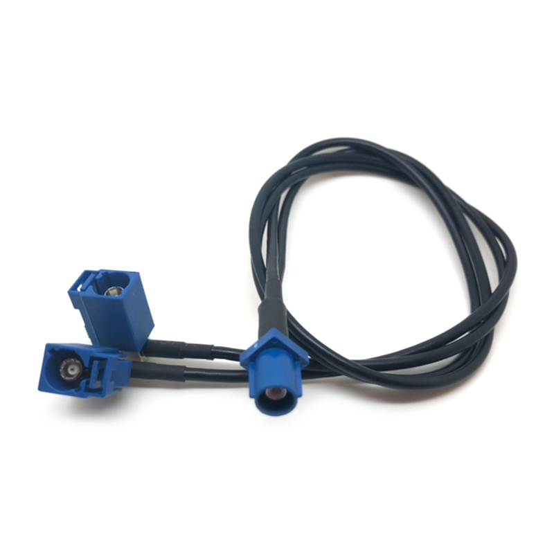 Fakra C maschio doppio Fakra C femmina angolo retto tipo Y cavo splitter RG174 estensione antenna GPS per auto spirale
