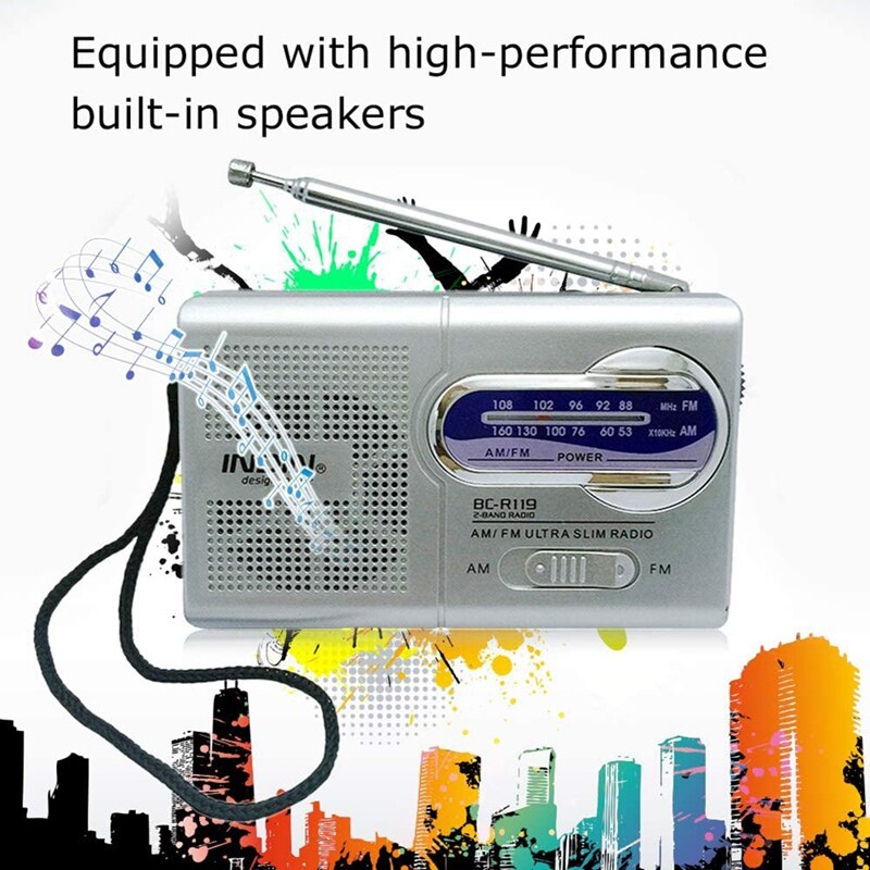 Radio Receiver Outdoor Portable AM/FM Radio Antenna Telescopic Receiver Antenna 3V Multifunction Old People Radio