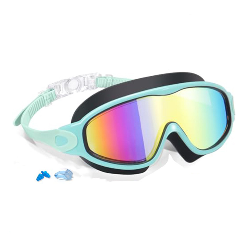 Kids Large Frame Swimming Goggles Colorful Anti-Fog UV380 Protection Clear Vision Goggles for Children And Youth (3-14 Years): Silver