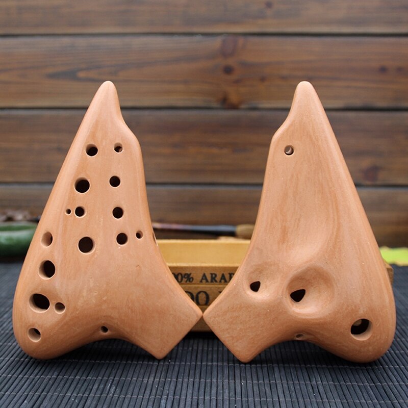 16 Holes Alto C Ocarina Multi Chamber Terracotta With Protective Bag/Lanyard/Manual