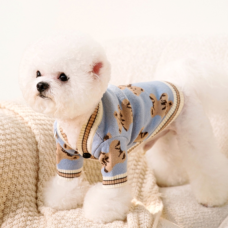 Luksusowe ubranka dla psów Chihuahua Pet Striped Cardigan Sweater Bichon Frise Puppy Kitten Dog Warm Coat Cat Dog Accessories Pet Outfit
