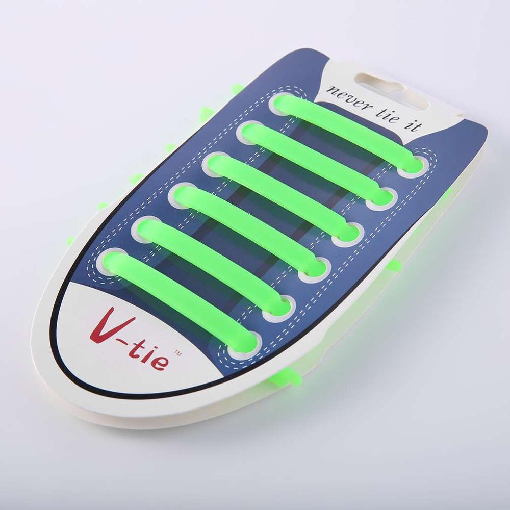 12 unids/set zapatos creativos Unisex mujeres hombres atléticos correr sin cordones zapatos elásticos de silicona zapatos de encaje todas las zapatillas 9 colores: Verde