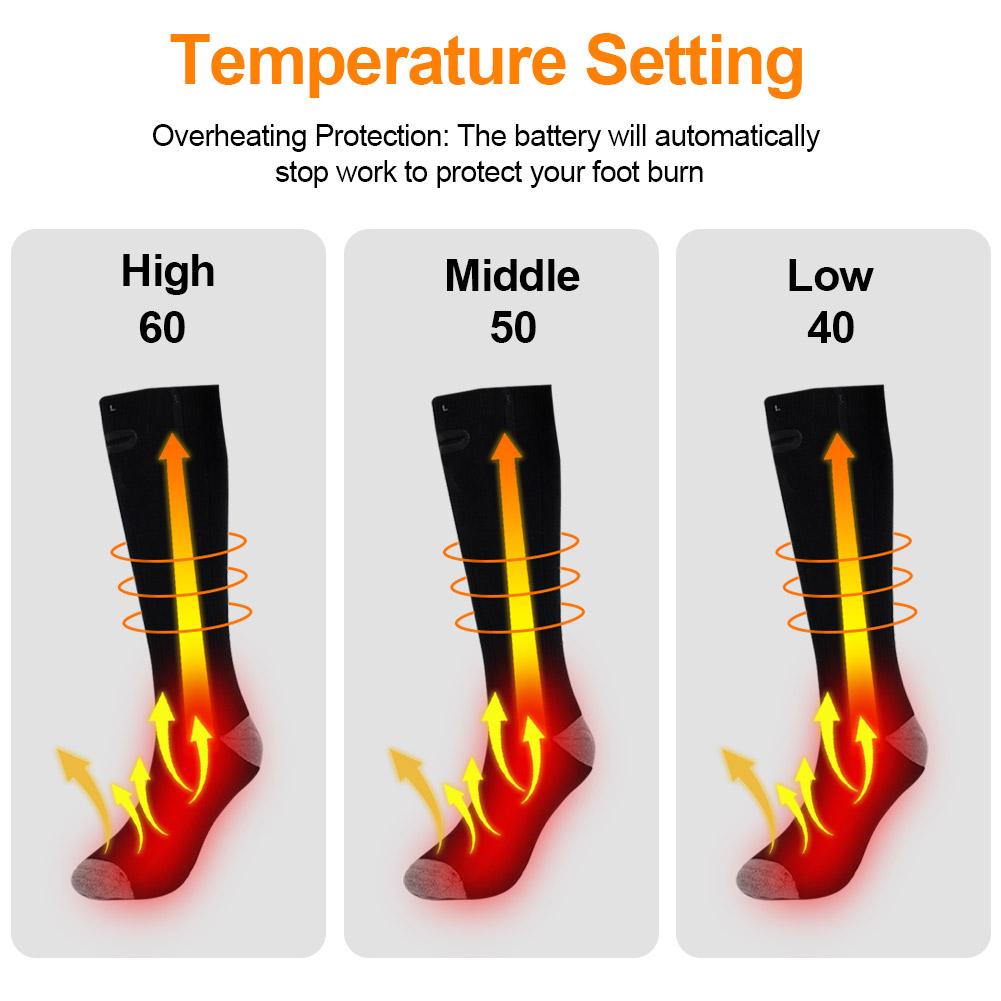 Electric Heated Socks - USB Rechargeable - Adjustable Temperature - Unisex Thermal Winter Socks