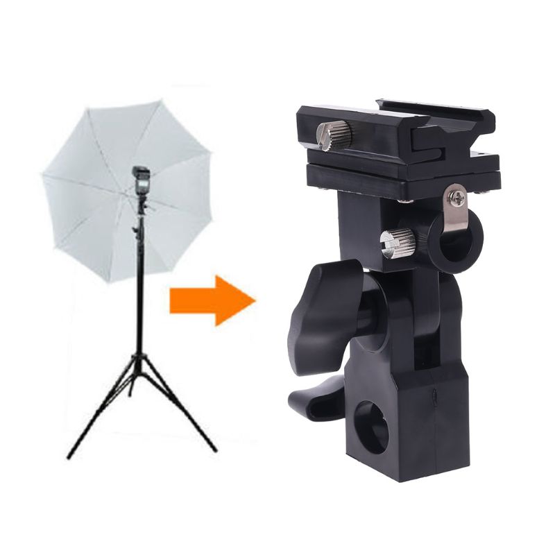 Photo Flash Adapter Shoe Swivel Mount Light Stand Bracket B Umbrella Holder