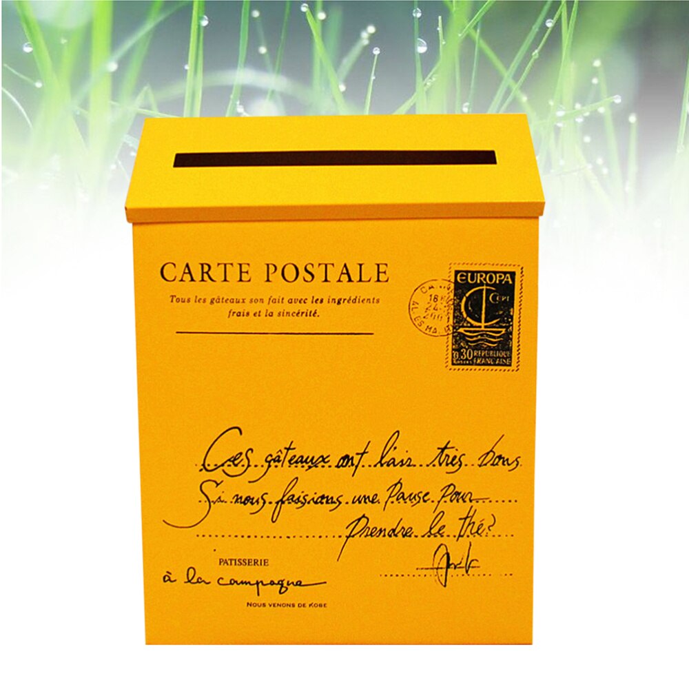 Post Box Mailbox Home Wall Decoration Ornament Photo Prop(Beige White): Yellow