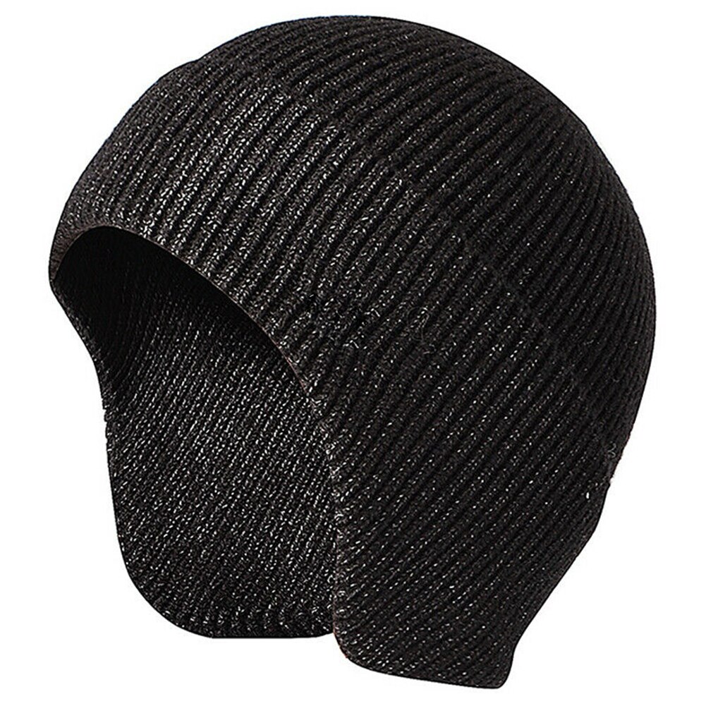 Gorro informal liso elástico de punto para esquiar para estudiantes de otoño e invierno, gorro de lana suave con solapa para la oreja, para hombre y mujer: Charcoal Gray