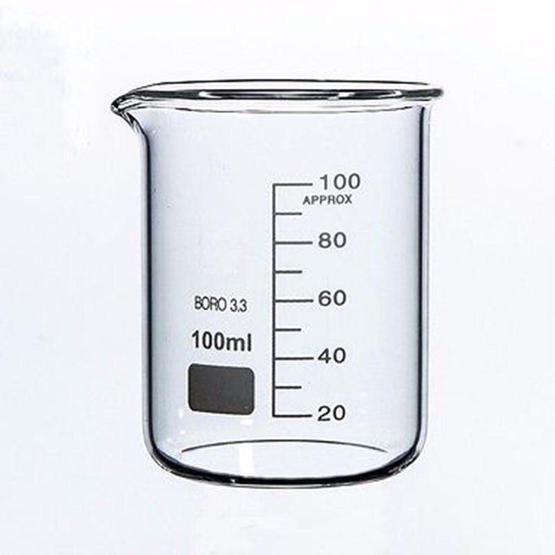 100Ml Lage Vorm Beker Chemie Laboratorium Borosilicaatglas Transparante Beker Verdikte Met Uitloop