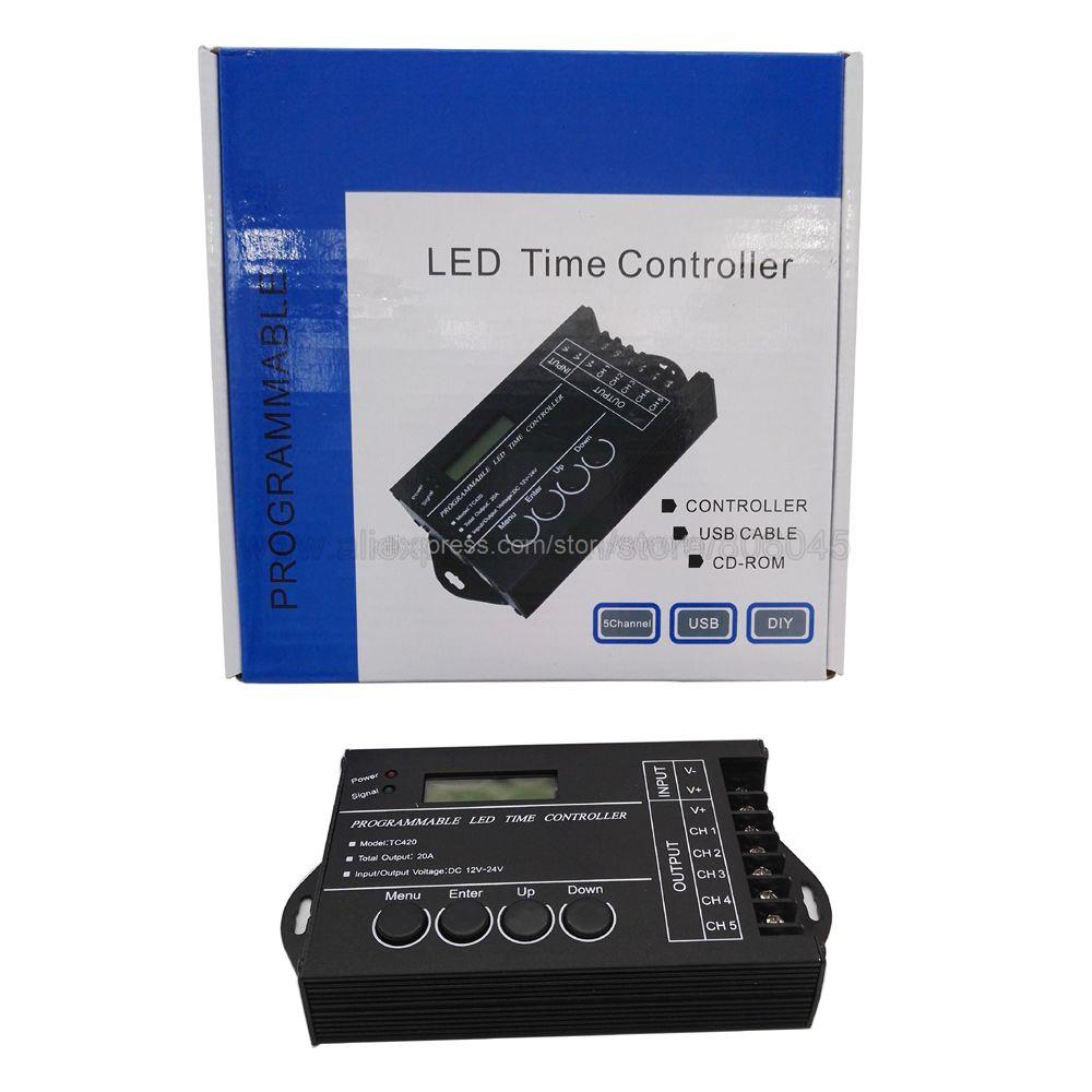 WiFi Time Programable RGB LED Controller TC420 TC421 DC12V 24V 5CH 20A Common Anode PC Phone LED Dimmer for 3528 5050 LED Strip