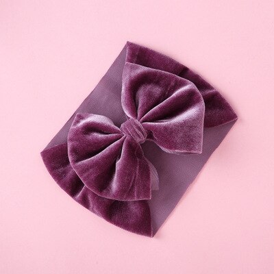 Sammet baby pannband turban stor pilbåge baby flicka pannband för nyfödd rosett hårband barn barn huvud inpackning hårtillbehör: 10