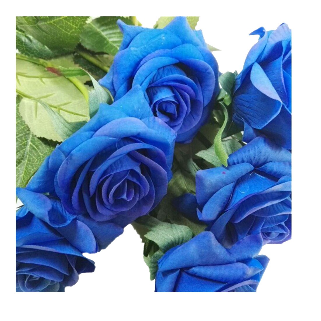 10 stks Latex Real Touch Rose Decor Rose Kunstbloemen Zijden Bloemen Bloemen Bruidsboeket Thuis Party Bloemen (blauw)