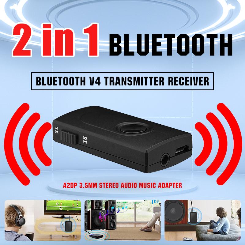2 in 1 Bluetooth Transmitter Receiver Wireless A2DP 3.5mm Stereo Audio Music Adapter For Headphones