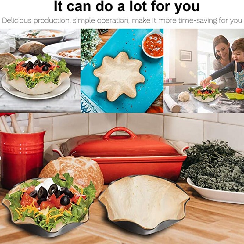 3Pcs Tortilla Maker Large-Nonstick Taco Shell Maker Salad Bowl Perfect Tortilla Pan