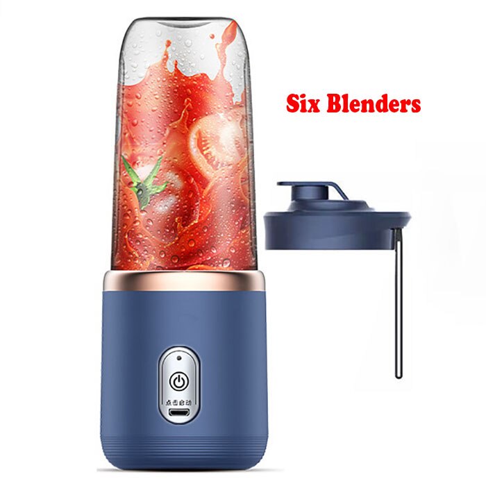 Usb Portable Blender Orange Juicer Machine Juice Extractor Fruit Squeezer Multifunction Juice Extractor Mixer Fruit Smoothie: Blue With 1 Cup