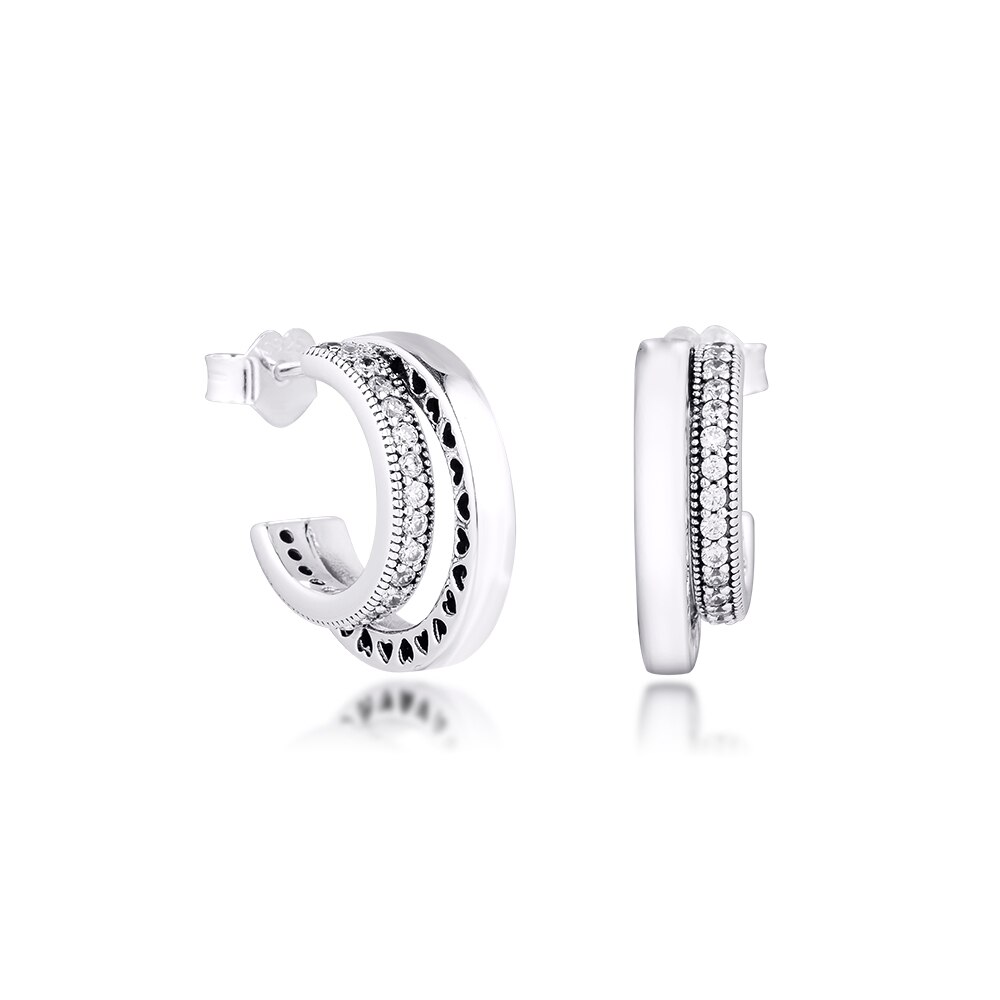 Ckk øreringe mousserende dobbelt øreringe sterling sølv smykker 100%  til kvinder brincos kolczyki pendientes accesorios mujer: Lysebrun