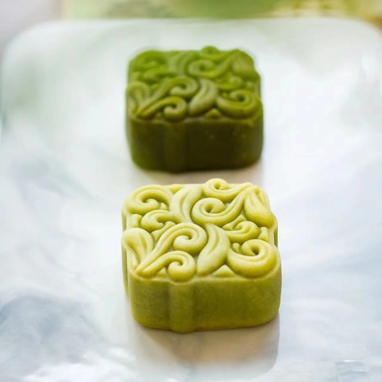 75G Vierkante Mooncake Handpers Mallen Ranken Plantkunde Vorm Chinese Stijl Koekjesstempel Diy Nuttig Mung Bean Cake Gebak