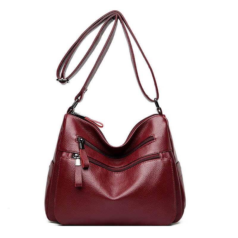 Multi-pocket crossbody tassen voor vrouwen sac a main femme leren luxe handtassen damestassen handtassen: Bordeauxrood