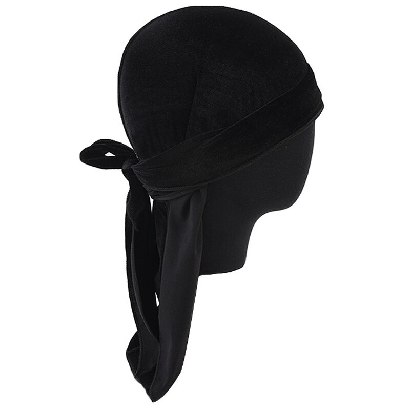Women Breathable Velvet Turban Hat Durag Wigs Doo Headwrap Long Tail Pirate Caps Solid Color Women Hair Accessories