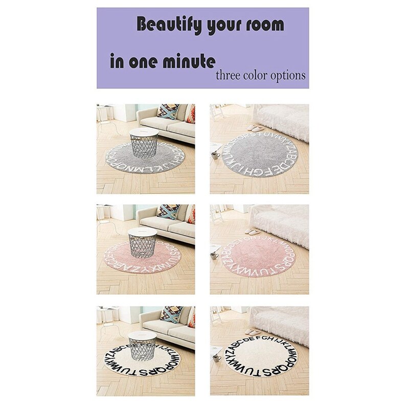 Abc Alphabet Kids Crawling Play Mat - Super Soft Knitting Educational Washable Area Rugs Round 120CM Diameter