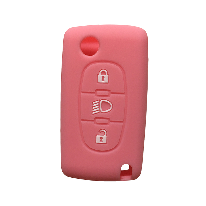 Remote Control Key Cover for Citroen C8 C4 Cactus Picasso Grand C3 C5 C6 Silica Gel Case for Keys for peugeot Car Accessories: Pink