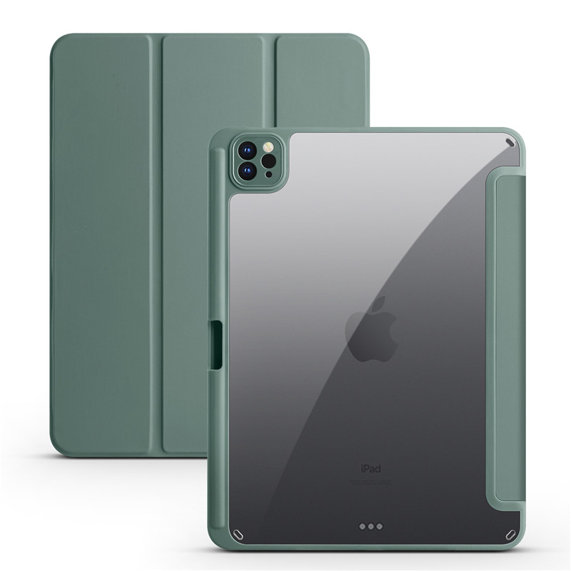 Para iPad Air 13 2025 Funda con portalápices cubierta dura trasera transparente acrílica triple para Coque iPad Air 13 2024 2025 M3 M2 Funda: Gris