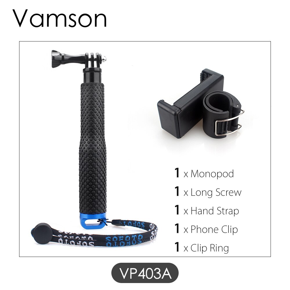 Vamson para GoPro Hero 7 6 5 palo Selfie monópodo extensible de aluminio, montaje de trípode para DJI OSMO Action para Xiaomi Yi VP403: VP403A