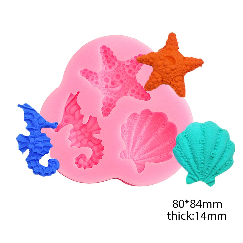 Marine siliconen mal zeepaardje schelp zeemeermin schildpad fondant chocolade sieraden sleutelhanger epoxy mal taart decoratie accessoires: Oranje