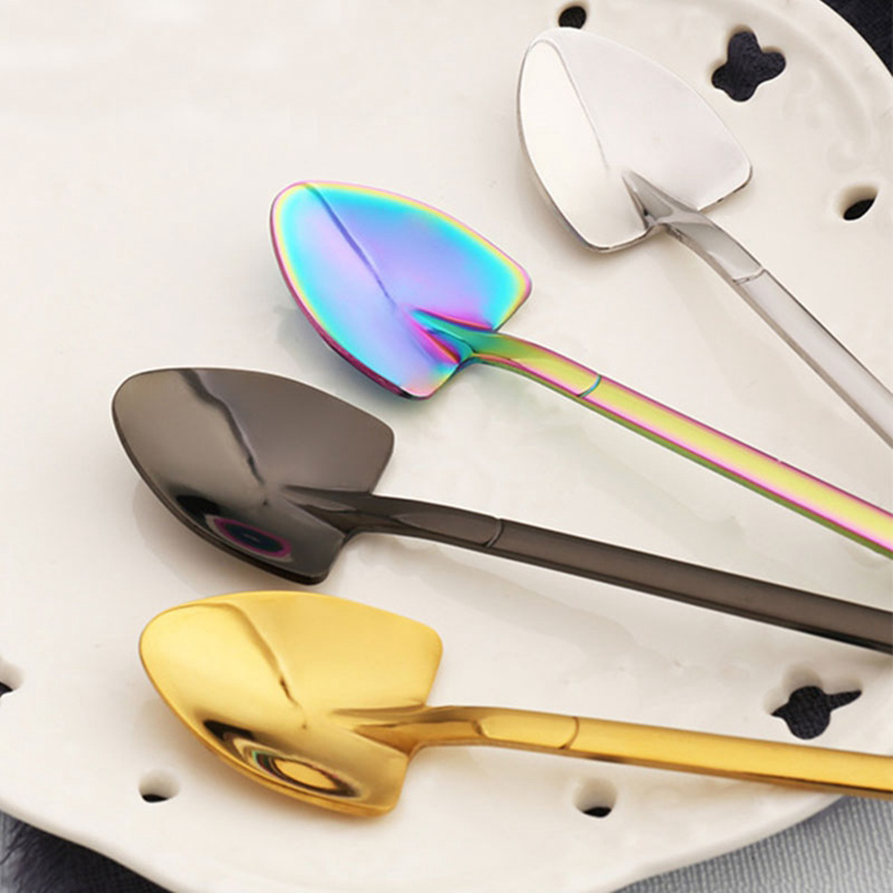 Kitchen Stainless Steel Dessert Shovel Spoon and Fork Picnic Travel Cute Ice Cream Spoon Fruit Fork Set
