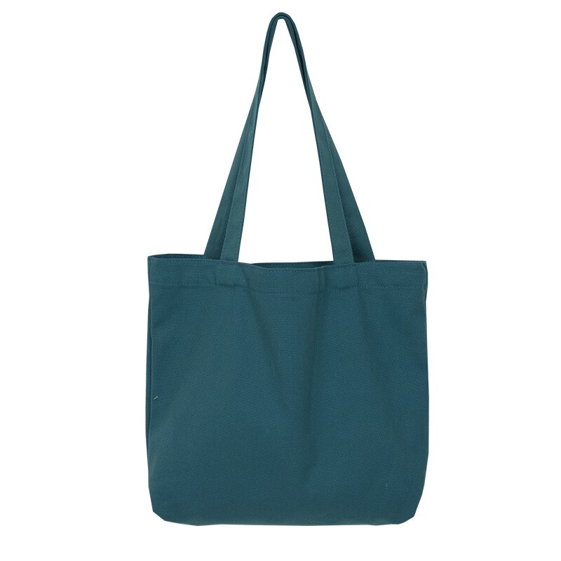 Saco de compras de lona de grande capacidade casual all-match bolsa de ombro feminina de cor sólida sacola de estilo universitário saco de escola aberto