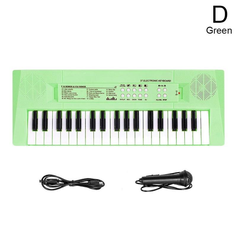 37 S Elektronische Board Piano Kinderen Orgel Met Digitale Board S Muziek Muzikale Verlichting Microfoon K6w7: green