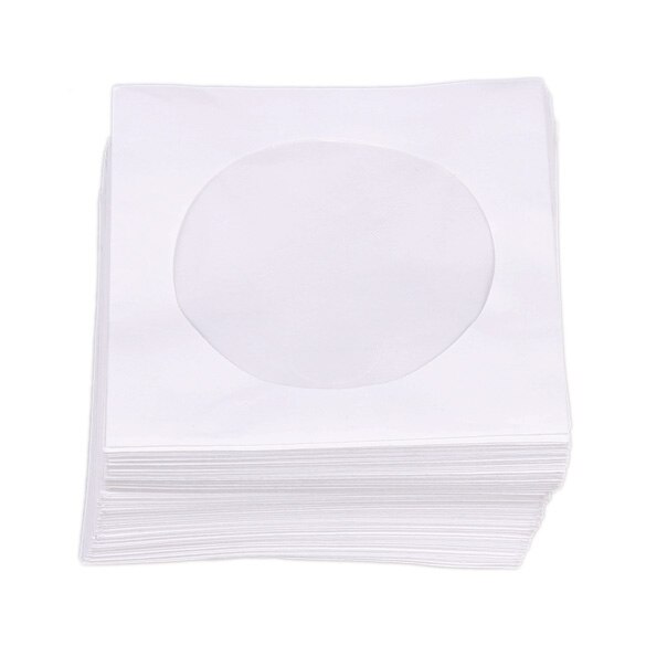 Mini 95Pcs Protective White Paper CD DVD Disc Storage Bag Envelopes Flap