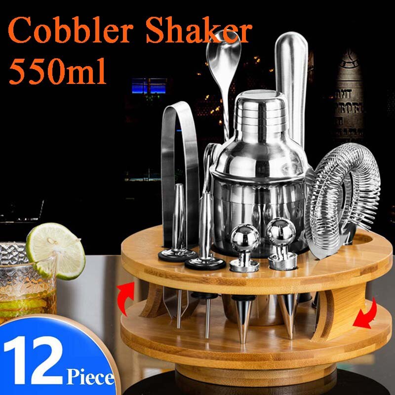 Juego de coctelera de acero inoxidable, mezclador de camarero, Zapatero, coctelera Boston, bar, herramientas, Jigger, mezclador, cuchara vertedora